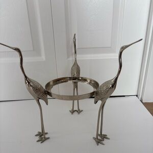 Silver-Tone Crane Plant/Serveware Stand